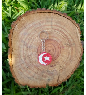Miyuki Boncuk Türk Bayrağı Ay Yıldız Bayrak Anahtarlık / Çanta Süsü