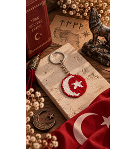 Miyuki Boncuk Türk Bayrağı Ay Yıldız Bayrak Anahtarlık / Çanta Süsü