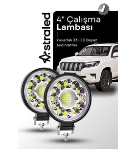 2 Adet 33LED 12-24 Volt Yuvarlak Spot Far Oto Çalışma Lambası ATV Kamyon Tır Traktör Offroad