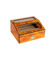 PremiumQuality Barranco Camlı Kahverengi Sedir Humidor Puro Kutusu - TR9824