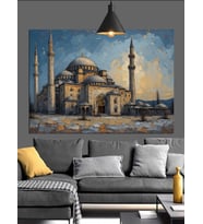 Tarihi Cami Manzarası Dekoratif Kanvas - Mdf Ahşap Tablo