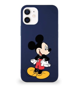 Apple iPhone 12 Soft Premier Kapak Mickey Mouse-D Tasarımlı Silikon Kılıf - Lacivert (Şeffaf)