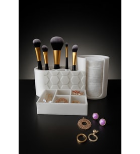 MYCRAFT3D Makyaj Organizer Çok Bölmeli  Pamukluk + Fırçalık + Takı Düzenleyici Masa Üstü Organizer