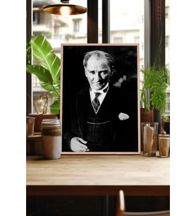 Atatürk Tasarımlı Doğal Ahşap Çerçeveli Tablo