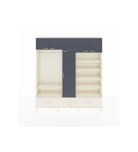 Arges Dolap 18 Raflı 4 Çekmeceli Tek Askılı 220x30x243 Aytaşı-Antrasit/Aytaşı