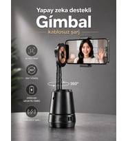 AI Yüz Takipli Akıllı Gimbal 2000mAh Kablosuz Şarjlı 360° Otomatik Dönen Telefon Tutucu