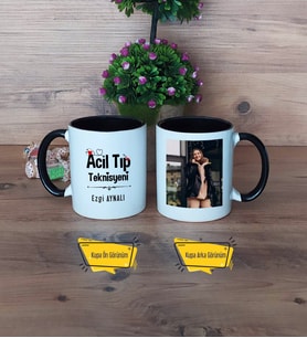 Acil Tıp Teknisyeni Kupa Bardak Siyah Fotoğraflı Tıp Bayramı Hediyesi