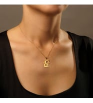 Kişiye Özel 925 Ayar Gümüş Minimal Ev Hilal Tasarım Kolye (Gold)