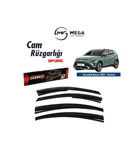 Cam Rüzgarlığı Hyundai Bayon 2021- Sonrası ile uyumlu (Siyah)