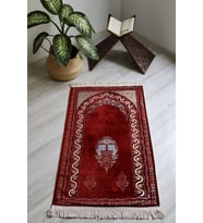 Çeyizlik Astarlı Lüks Seccade Hediyelik S1019 Siyah (Kırmızı)