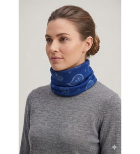 Mavi Şal Desenli Çok Amaçlı Esnek Bandana & Boyunluk – Unisex