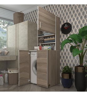 Kenzlife çamaşır makinesi dolabı kasparov crd 180*066*55-20 banyo kapaklı arkalıksız (Karışık)