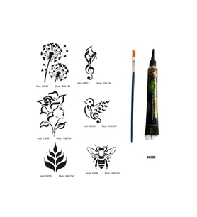 Müzik Ve Doğa Tüp Kına ve Fırça hediyeli Tattoo Geçici Dövme Seti