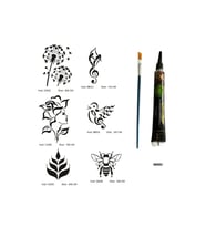 Müzik Ve Doğa Tüp Kına ve Fırça hediyeli Tattoo Geçici Dövme Seti