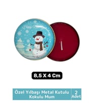 Luxery Yeni Yıl Parti New Year Yılbaşı Özel Metal Kutulu 8,5X4Cm Aromalı Kokulu Dekoratif Mum 2 Adet