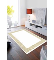Krem Gold Çerçeveli Kaymaz Tabanlı Dekoratif Halı RV038 - 100 x 160 cm