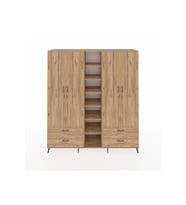 Hyperion Gardrop 12 Raflı 4 Çekmeceli 2 Askılı 220x44x243 Çam-Çam/Çam