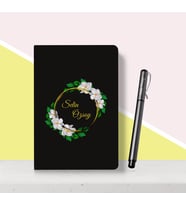BK Gift Kişiye Özel Çiçek Desenli Siyah Defter Kalem Seti-2