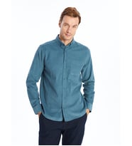 LCWAIKIKI Classic Mavi Regular Fit Uzun Kollu Kadife Erkek Gömlek