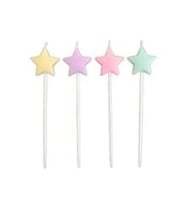 Makaron Pastel Renk Yıldız Mum 4 Adet