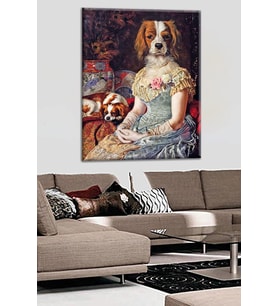 Talya Tablo Elbise Giyen Köpek Kanvas Tablo 50x35 no-3009