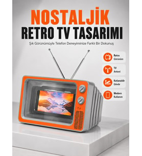 Mey İthalat® 12 İnç Telefon Ekran Büyütücü Retro TV Tasarımlı HD Fresnel Lens Taşınabilir Mobil Ekran Büyütücü