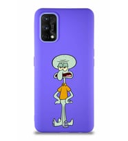Realme 7 Pro Soft Premier Kapak Squidward Dokunaç Tasarımlı Silikon Kılıf - Mor (Şeffaf)