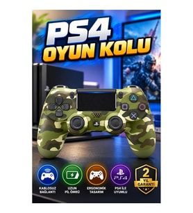 PlayStation 4 Uyumlu Kamuflaj Desenli Kablosuz Oyun Kolu – Bluetooth Joystick