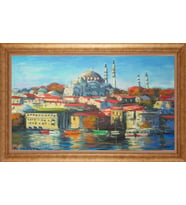 Çerçeveli Paspartulu Manzara Tablo bm0965 (Gold)