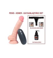 17 cm Belden Bağlamalı Titreşimli Realistik Dildo Penis Set