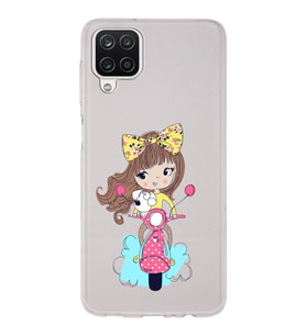 Samsung Galaxy A12 Uyumlu Kapak Vespagirl Tasarımlı Şeffaf Silikon Kılıf