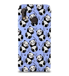 Xiaomi Redmi Note 7 Pro Uyumlu Lansman Kılıf Panda Tasarımlı İçi Kadife Kapak-Lila (Şeffaf)