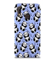Xiaomi Redmi Note 7 Pro Uyumlu Lansman Kılıf Panda Tasarımlı İçi Kadife Kapak-Lila (Şeffaf)