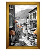 Manzara Temalı Kanvas Tablo 50 x 70 cm Gold Çerçeve