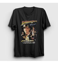 Presmono Unisex Siyah Poster Film Indiana Jones T-Shirt 486540tt