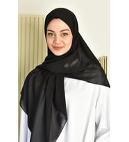 Büyük Boy Krep Şifon Eşarp 110 Cm Siyah
