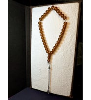 ÇUBUK KEHRİBAR TESBİH KÜRE KESİM BAL RENKLİ T-124