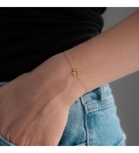 Kişiye Özel 925 Ayar Gümüş Minimalist Pati İsim Bileklik (Gold)