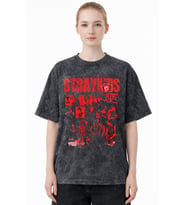 Tasarım Stray Kids Müzik Grubu Baskılı Unisex Oversize Eskitme Yıkamalı Tişört