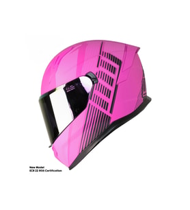 Motosiklet Kadın Kaskı 22.R06 Sertifika Güneş Vizörlü Fiber Kask Full Face Motor Kask Furchsia Lady