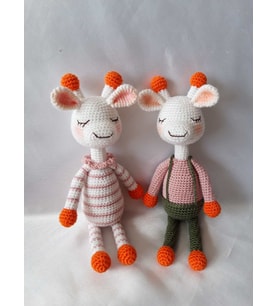 Uykucu Zürafa Kardeşler Amigurumi Organik Oyuncak