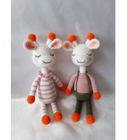 Uykucu Zürafa Kardeşler Amigurumi Organik Oyuncak
