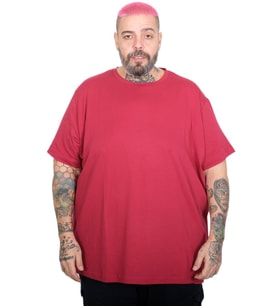 Mode XL Büyük Beden Likralı T-shirt Bisiklet Yaka 20149 Bordo
