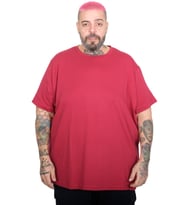 Mode XL Büyük Beden Likralı T-shirt Bisiklet Yaka 20149 Bordo