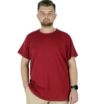 Mode XL Büyük Beden Likralı T-shirt Bisiklet Yaka 20149 Bordo