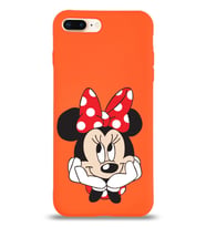 Apple iPhone 7 Plus Uyumlu Lansman Kılıf Minnie Mouse Tasarımlı Altı Kapalı İçi Kadife Kaplı  Kapak (Şeffaf)
