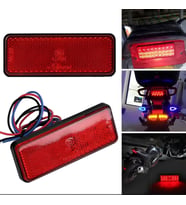 Motosiklet Kedigözü Çakarlı ,Ledli Işıklı Reflektör Kırmızı 12 Volt Düz ve Çakar Modlu_Supermoto (Renksiz)