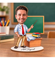 Fotoğrafa ve İsme Özel Erkek Öğretmen Karikatür Biblo
