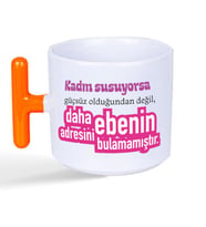 Kadın Susuyorsa Baskılı Kadınlar Günü Turuncu Kulplu T Kupa