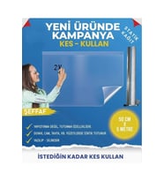 Şeffaf Statik Kes Kullan Kağıdı 50cm x 5m, Akıllı ve Çok Amaçlı